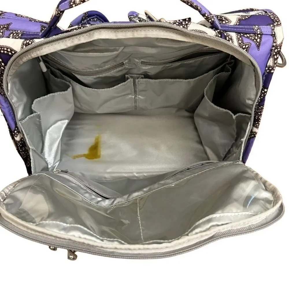 Ju-Ju-Be B.F.F. Diaper Bag Backpack in Lilac Lace Purple Leaf Print